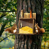 Carbonized Wood Squirrel Feeder Picnic Table Food Feeder Station Outside House