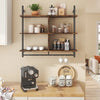 3 Tier Floating Shelving Bookshelf with Hooks for Living Room Kitchen Balcony UK