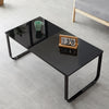 Black Glass Coffee Table Top Metal Legs End Side Table Living Room Rectangle