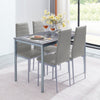 Rectangular Grey Marble MDF Top Dining Table Metal Legs Dining Room Kitchen