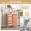 15 Drawers Storage Trolley Mobile Rolling Utility Cart-Peach pink