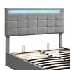 Upholstered Bed 4ft6 Double LED Hydraulic Bed Frame with Ottoman Storage Grey