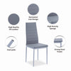 4x Grey Faux Leather Dining Chairs&White Marble Tempered Glass Dining Table Set