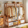Heavy Duty Large Bamboo Clothes Rail Rack Garment Coat Stand Shoes Storage Tidy