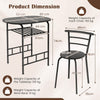Small Table and 2 Chairs 3PCS Bar Kitchen Dining Breakfast Furniture Set W/Shelf