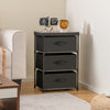 Bedroom Nightstand Fabric Storage Dresser Home Organizer Unit w/3 Drawers Black