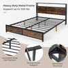 Double Size Bed Frame Metal Bed Platform LED Lights Headboard & 4 Storage Drawer