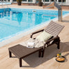 4 Positions Adjustable Chaise Lounge Chair Waterproof PP Patio Lounger Coffee
