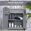 Bathroom Floor Storage Cabinet w/ 2 Drawers Door Cupboard Grey