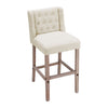2 High Counter Bar Kitchen Island Pub Stools Chair Breakfast Linen Tufted -Beige