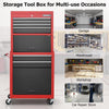 2-In-1 Lockable Tool Storage Cabinet High Capacity Rolling Tool Chest-Red