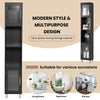 Bathroom Tall Cabinet Slim Freestanding Storage Organizer Cupboard 2 Glass Doors