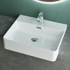 White Semi Recessed Bathroom Basin Ceramic Countertop Sink Rectangle Washbasin