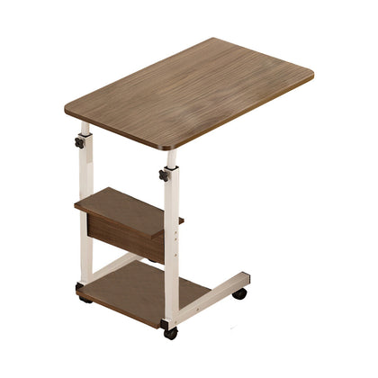 Mobile C Shaped End Table Snack Side Table Slide Under Couch Sofa Bed End Desk