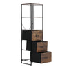 Industrial Rustic Wood Storage Cabinet with Shelves & Fabric Drawers Metal Legs