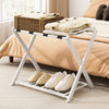Folding Suitcase Stand Luggage Rack with Storage Shel-White