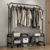 Heavy Duty Metal Double Rail Clothes Garment Hanging Rack Shelf Display Stand
