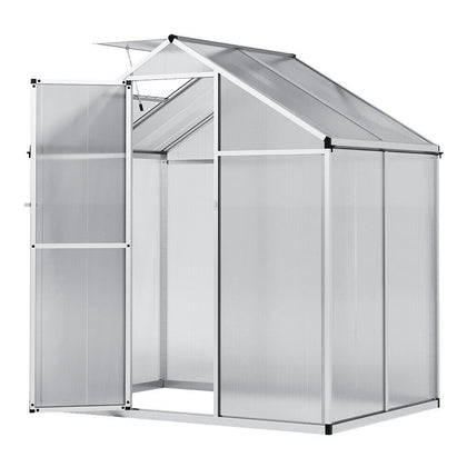 4x6FT Walk-In Greenhouse Polycarb PC Panel Aluminium Frame W/ Door Window Vent