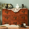Vintage Wooden Trinket Box Chest of 9 Drawers Desk Organizer Storage Cabinet