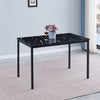 Black Marble MDF Top Dining Table&4pcs Grey Faux Leather Footrest Dining Chairs