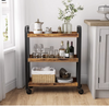 Industrial Drinks Trolley Rustic Metal Cart Vintage Serving Shelf Kitchen Table