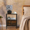 2 PCS Nightstand End Table Bedside Desk Storage Cabinet with Shelf &Drawer Brown