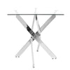 Modern Clear Tempered Glass Dining Table Cross Chrome Legs Kitchen Furniture