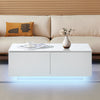 High Gloss Coffee Table White LED with 4 Drawers 16 Colors Adjustable Modern