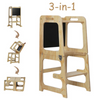 3-in-1 Wooden Kids Step Stool Toddler Learning Tower Kitchen Helper W/ Blackbord