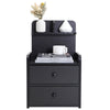 Side Storage Cabinet Bedside Table Bedroom Nightstand with Extra Shelf & Drawer