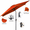 2.7 M Outdoor Patio Umbrella Garden Parasol with Crank Handle &Tilt Adjustment