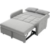 2 Seater Sofa Bed, Convertible Bed Settee Fabric Loveseat Sofa Couch, Grey