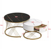 Nesting Coffee Tables Set of 2 Marble Look Tabletop Side End Tables With Drawer
