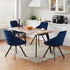 2Pcs Blue Dining Chairs Velvet Padded Seat Dining Room Chair Modern High Back