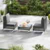 3 Pieces Patio Furniture Set PE Rattan Conversation Set Grey