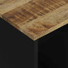 Solid Wood Side Table - Industrial-Style End Sofa Table with Metal Legs, T4U6