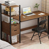 Computer Desk Home Office Corner Desk Storage Shelf W/ Bookshelf & Drawer UK