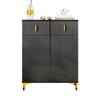 SIDEBOARD SHOE CABINET UNIT WITH 2 DRAWERS STORAGE AND ADJUSTABLE SHELVES, BLACK