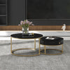 Round Nesting Coffee Table with Storage Drawer Stacking Side Tables Set Black