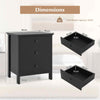 Bedroom Nightstand Set of 2 Compact Storage Chest w/ 3 Drawer-Black