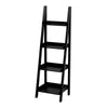4 Tier Ladder Shelf Storage Shelving Unit Wooden Bookcase Plant Display Black