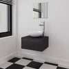 3 Piece Wall-mounted Bath Furniture Basin Cabinet Vanity Unit Mirror Black Q0L1