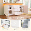 LED SIDEBOARD HIGH GLOSS WHITE STORAGE CABINET WITH 2 DOOR 3 DRAWER LIVING ROOM