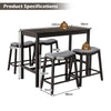 Modern 5 PCS Dining Set Kitchen Counter Height Table w/ 4 Upholstered Stools