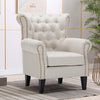 Chesterfield Linen Fabric Wing Back Chair QueenStyle Armchair Seat Backrest Sofa