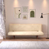 Creamy Faux Suede Fabric Upholstered Sofa Bed 3 Seater Recliner Sleeper Sofabed