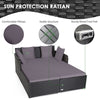 Rattan Garden Daybed Furniture Set Patio Sun Bed 2 Seater Lounger with Cushions