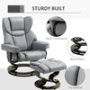 Swivel Recliner Chair with Footstool, PU Leather Manual Recliner Armchair, Grey