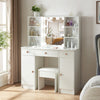 Vanity Makeup Table Dressing Desk Set 10 LED Lighted Mirror w/ Stool for Bedroom