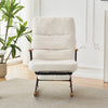 Rocking Chair Boucle Fabric Armchair with Backrest & Footrest for Living Room
